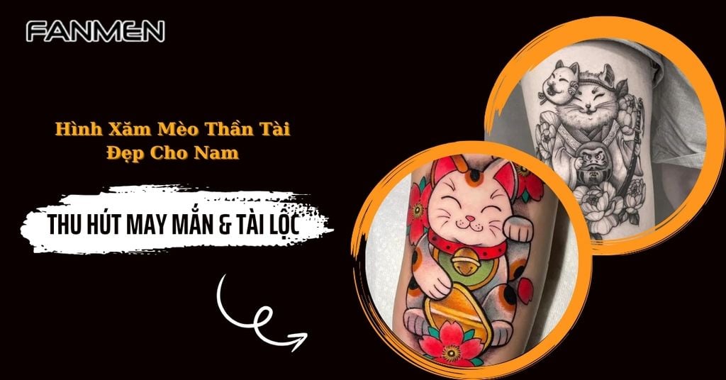 Hình xăm Mèo Thần Tài đẹp cho nam