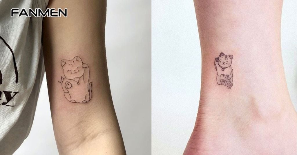 Hình xăm Mèo Thần Tài mini 7
