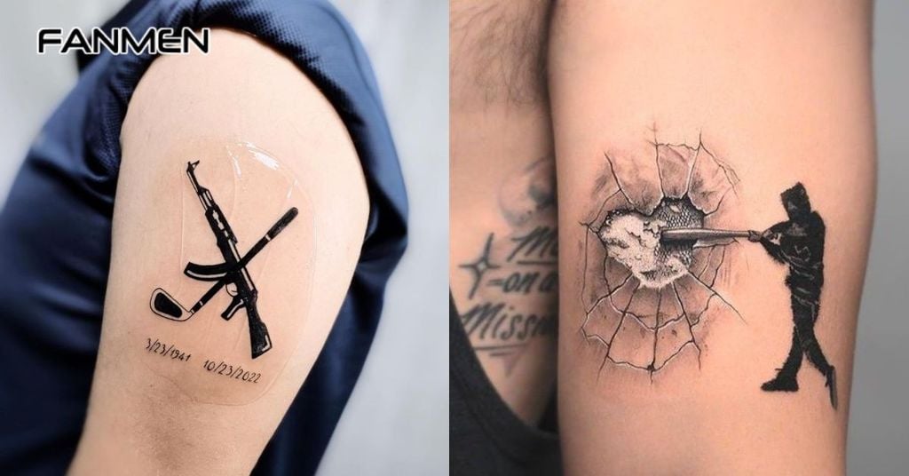 Hình xăm mini nam ở bắp tay