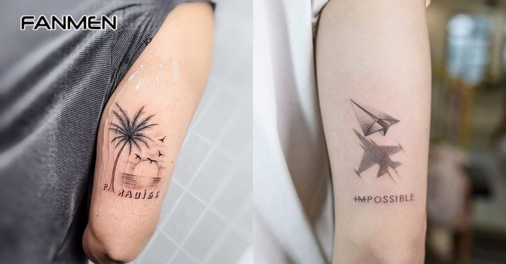 Hình xăm mini nam ở bắp tay