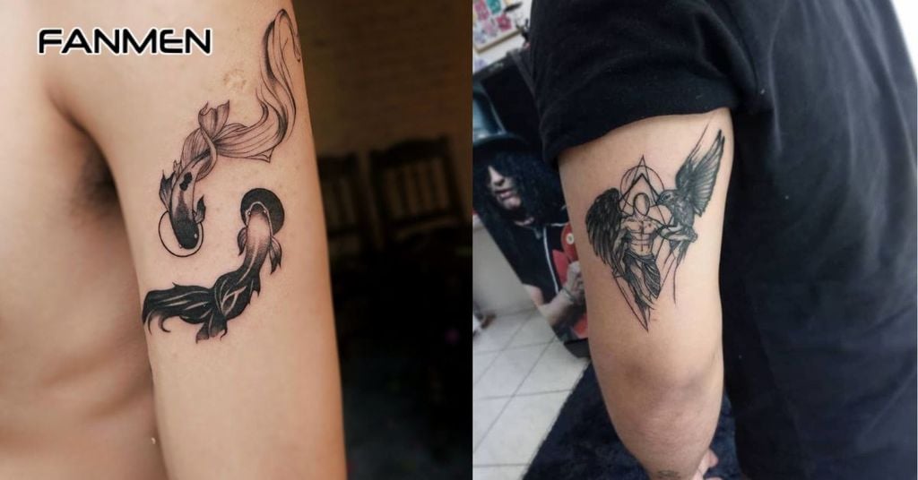 Hình xăm mini nam ở bắp tay