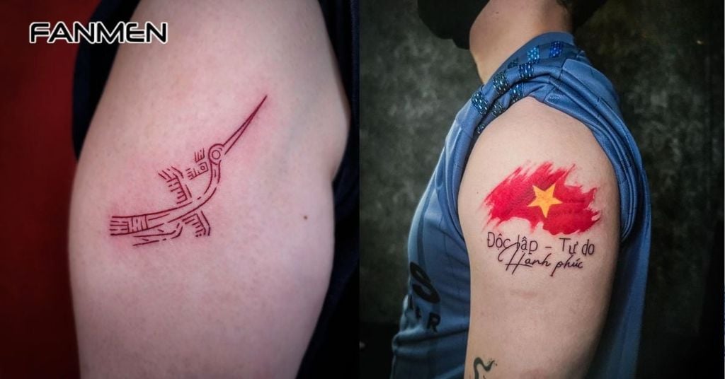 Hình xăm mini nam ở bắp tay