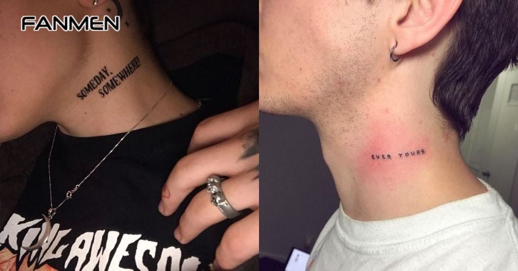 Hình xăm mini đẹp cho nam ở cổ