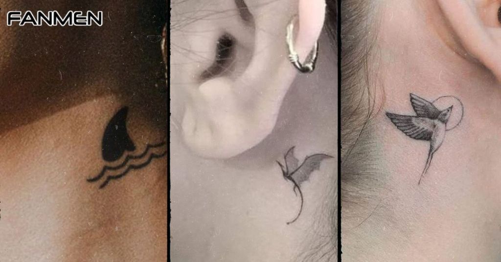 Hình xăm mini ở cổ cho nam mẫu 8