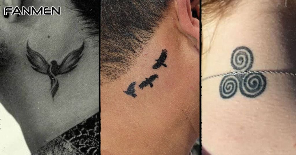 Hình xăm mini ở cổ nam mẫu 9