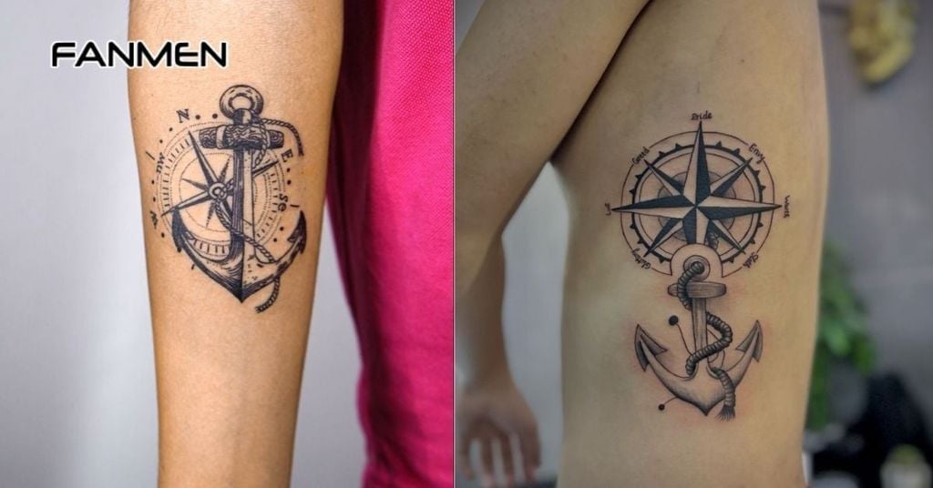 Mẫu hình xăm la bàn mỏ neo