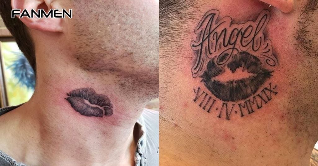Hình xăm môi trắng đen tối giản 4