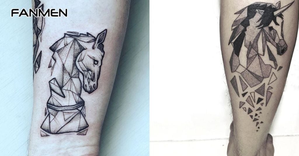 Hình xăm ngựa phong cách Geometric 6