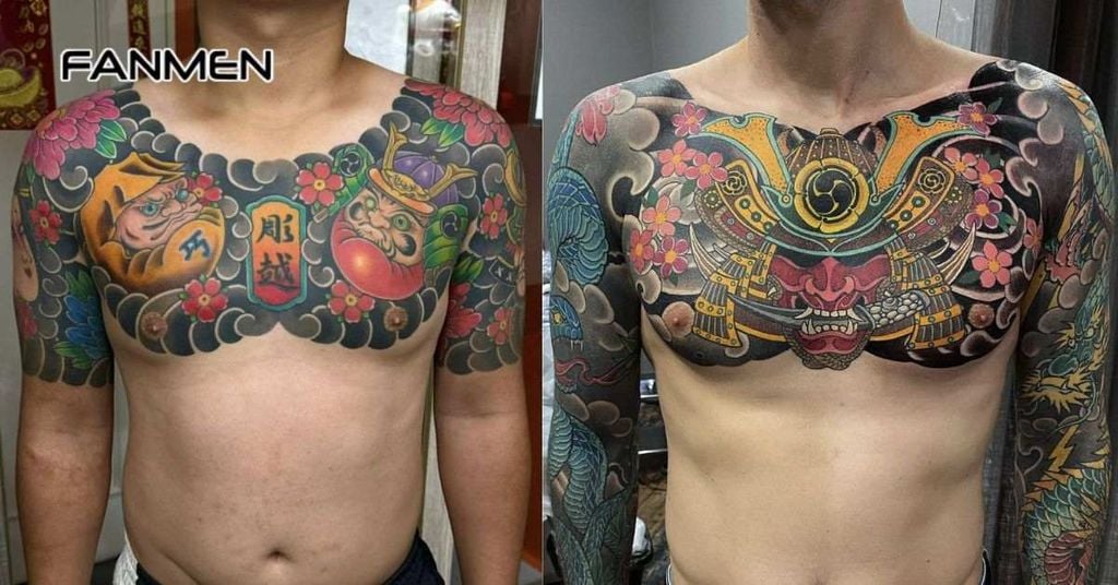 Hình xăm trước ngực nam phong cách Nhật cổ
