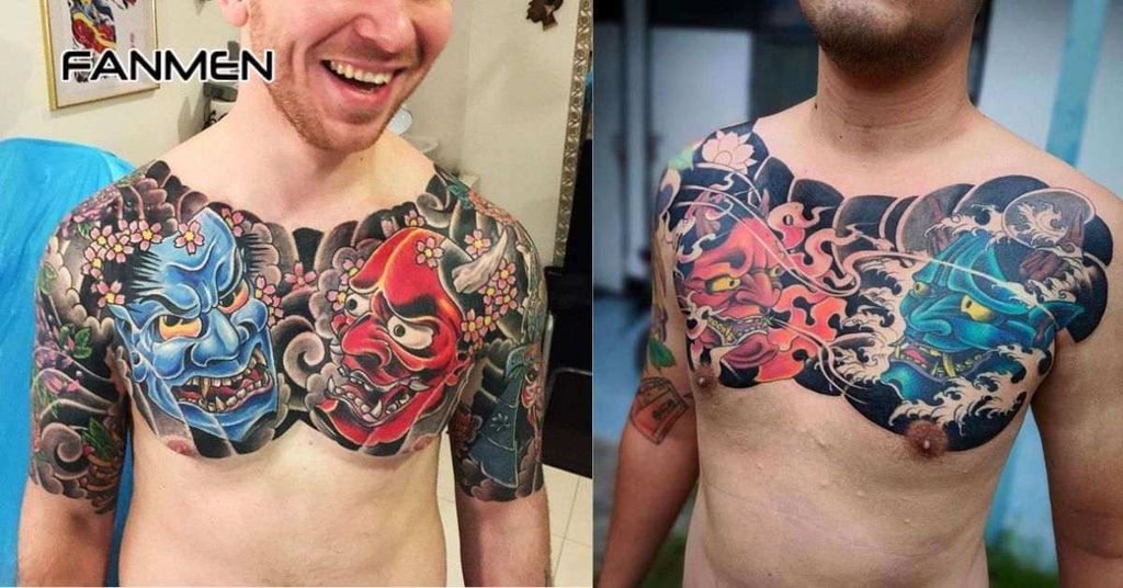 Hình xăm trước ngực nam phong cách Nhật cổ