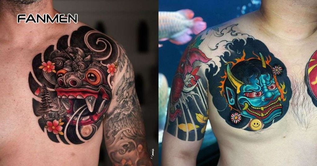 Hình xăm trước ngực nam phong cách Nhật cổ