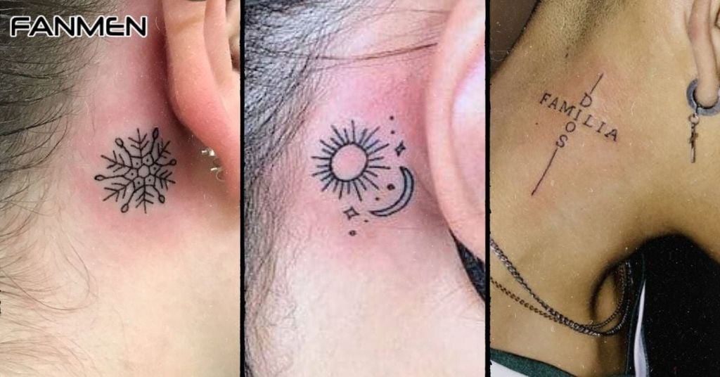 Hình xăm nhỏ đẹp cho nam ở cổ mẫu 14