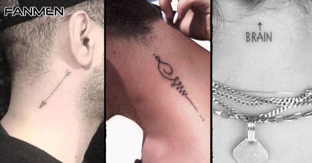 Hình xăm nhỏ đẹp nam ở cổ mẫu 15