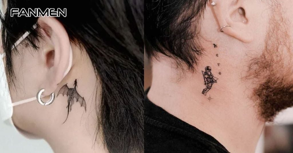 Hình xăm nhỏ sau tai cho nam