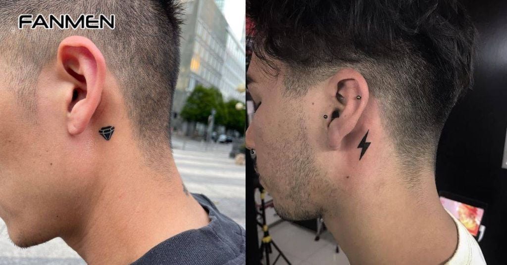 Hình xăm nhỏ sau tai cho nam