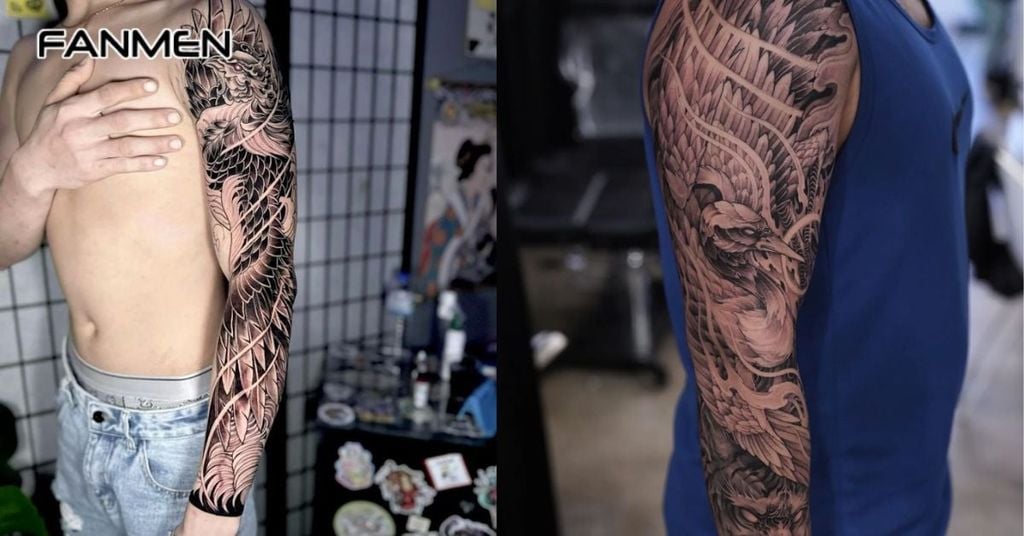 Hình xăm phượng hoàng full tay 1