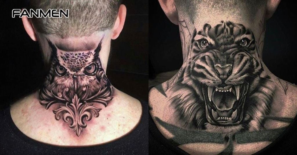 Hình xăm hoa sau gáy nam chất 1