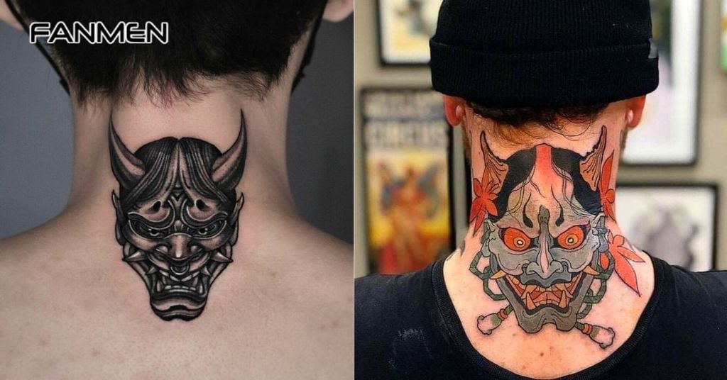 Hình xăm hoa sau gáy nam chất 7