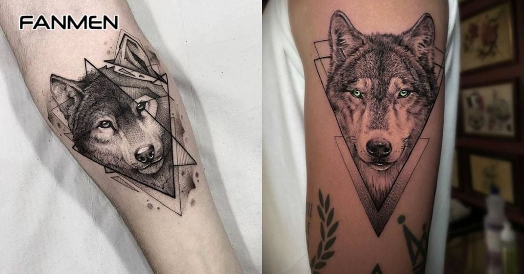Hình xăm sói Geometric 6