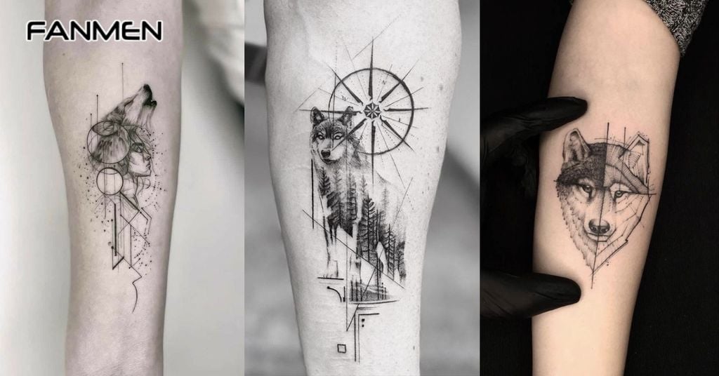 Hình Xăm Sói Geometric 3