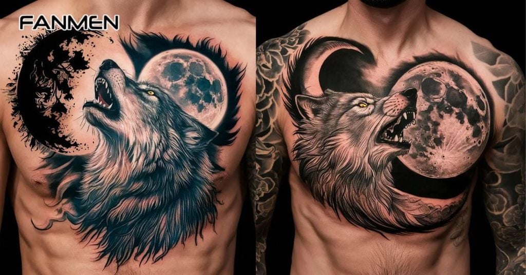 Hình xăm sói ở ngực nam 5