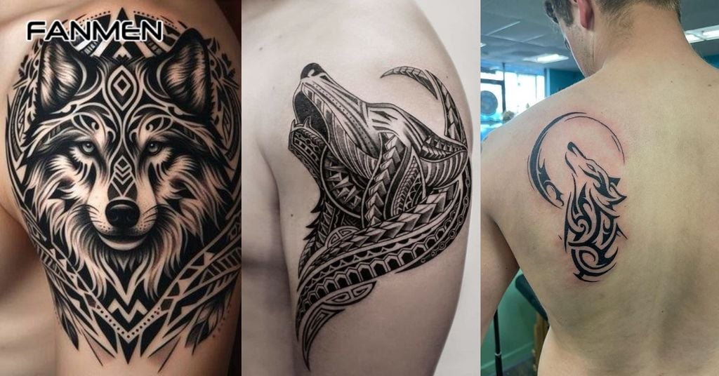 Hình xăm sói Tribal