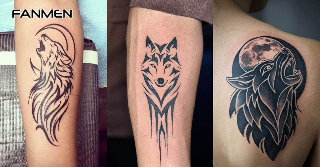 Hình xăm sói Tribal 2