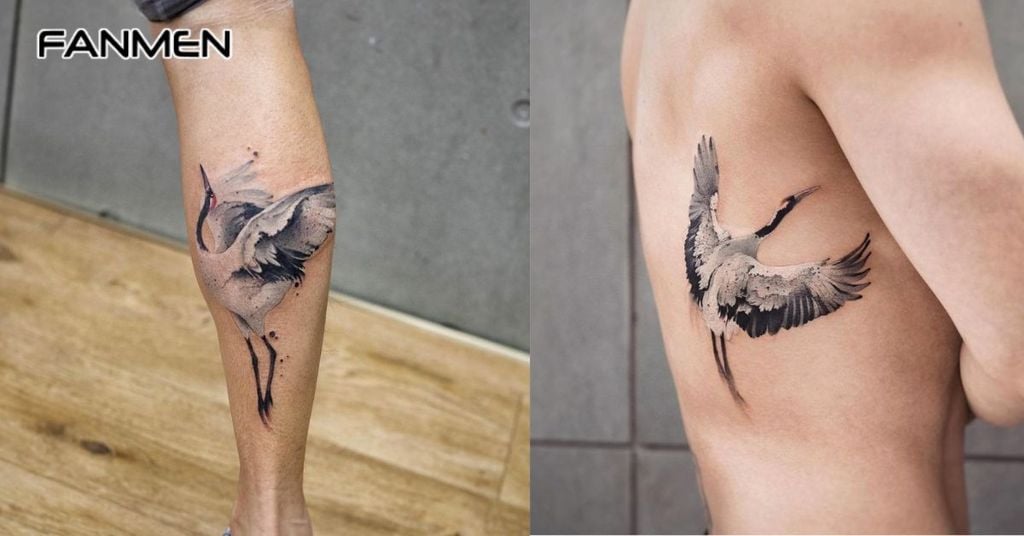 Hình xăm tiên hạc cho nam mẫu 1