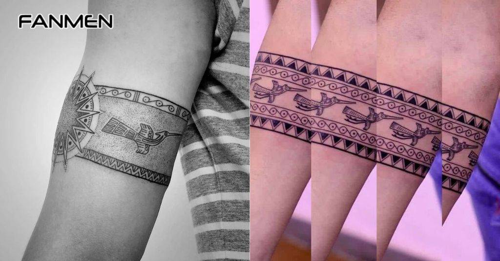 Hình xăm họa tiết trống đồng Việt Nam ở cánh tay 1