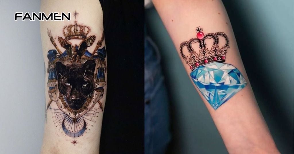 Hình xăm vương miện nam màu