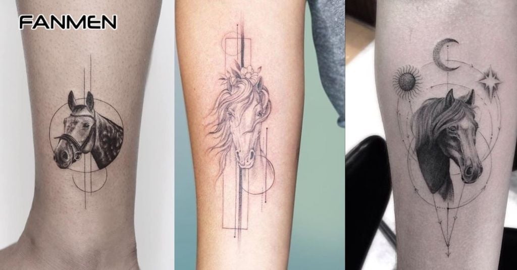 Hình Xăm Ngựa Phong Cách Geometric 2