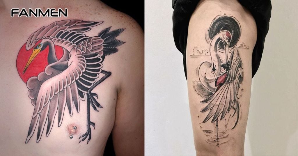 Hình xăm tiên hạc cho nam mẫu 23