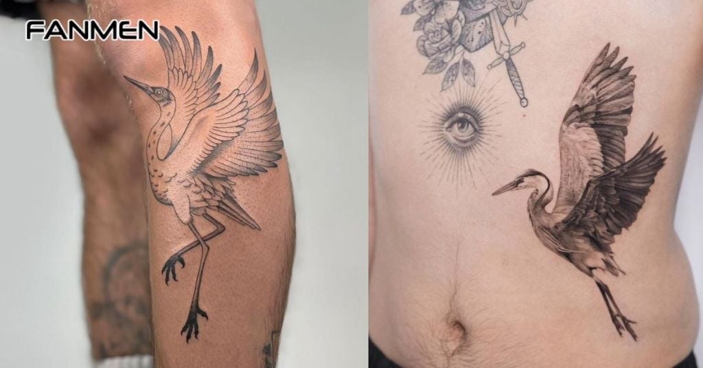 Hình xăm tiên hạc cho nam mẫu 28