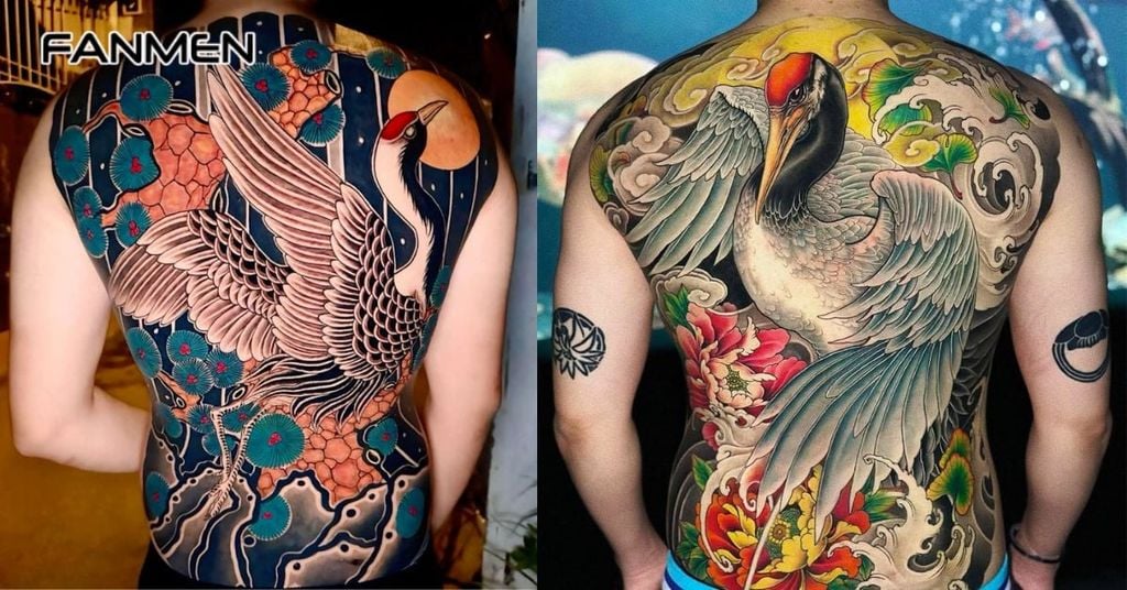 Hình xăm tiên hạc cho nam mẫu 2