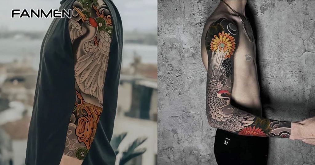 Hình xăm tiên hạc cho nam mẫu 6