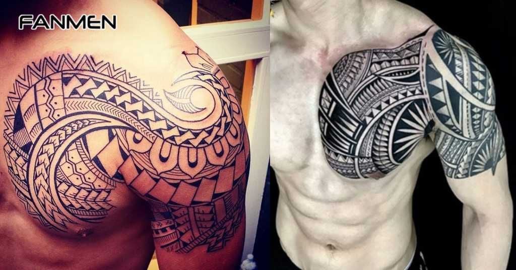 Hình xăm vai nam phong cách tribal 9