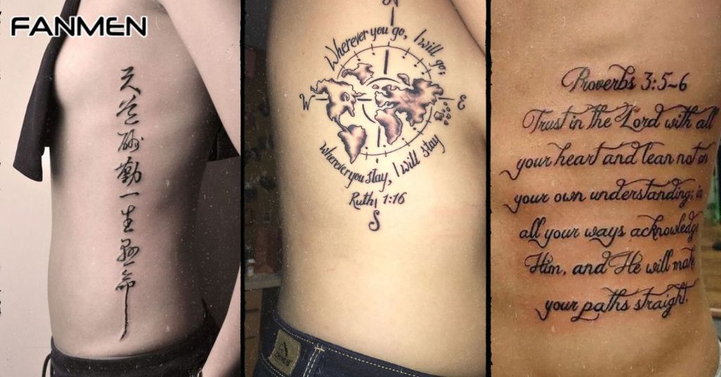 Hình xăm chữ ở mạn sườn cho nam&nbsp;mẫu 3