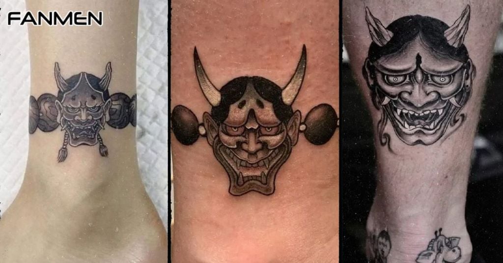 Mẫu hình xăm mặt quỷ ở cổ chân mẫu 1