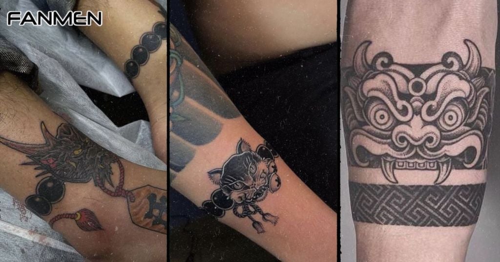 Mẫu hình xăm mặt quỷ ở cổ chân mẫu 2