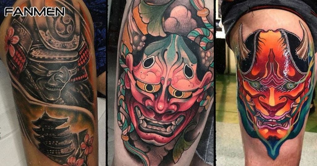 Mẫu hình xăm mặt quỷ ở đùi mẫu 1