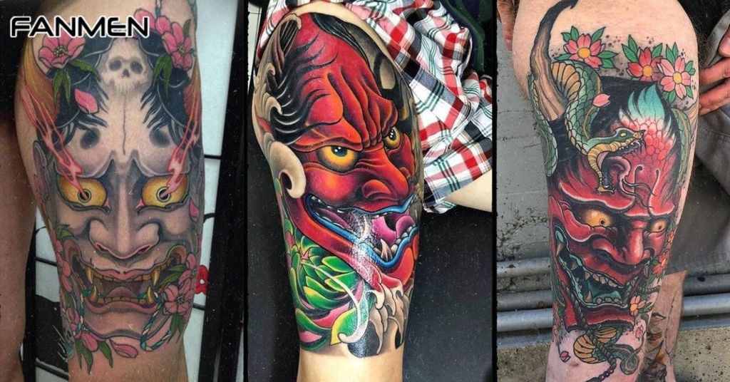 Mẫu hình xăm mặt quỷ ở đùi mẫu 2