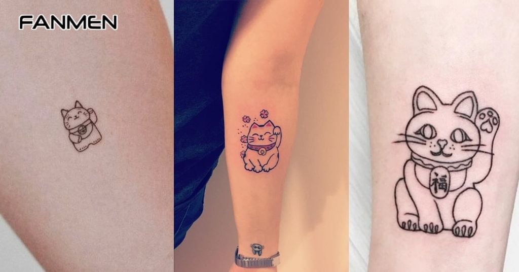 Hình Xăm Mèo Thần Tài Phong Cách Tối Giản 2