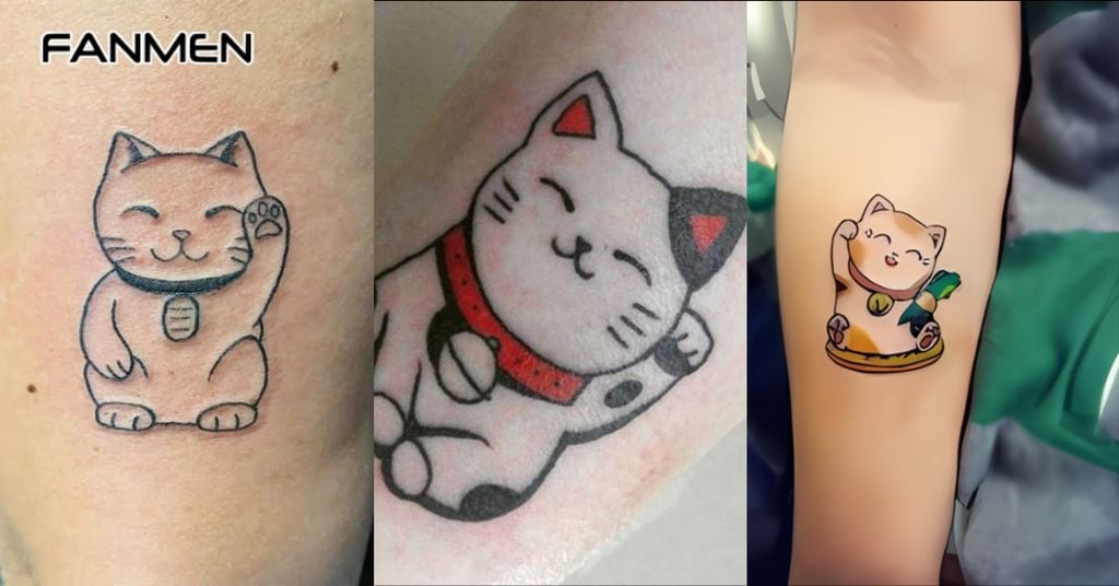 Hình Xăm Mèo Thần Tài Phong Cách Tối Giản 3
