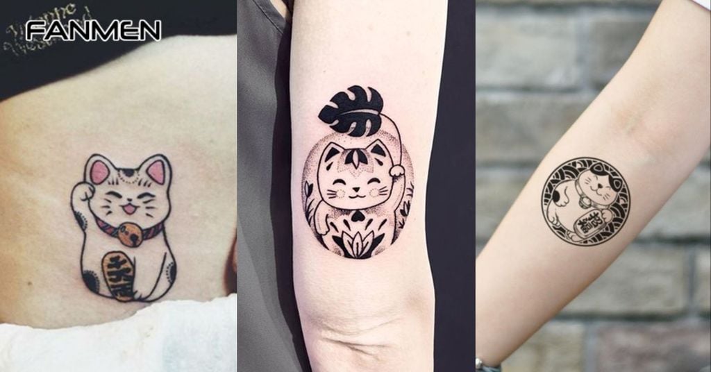 Hình Xăm Mèo Thần Tài Phong Cách Tối Giản 4