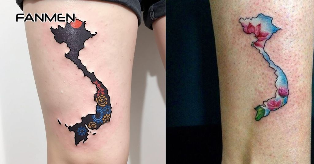 Hình Xăm Bản Đồ Việt Nam Phong Cách Nghệ Thuật 1