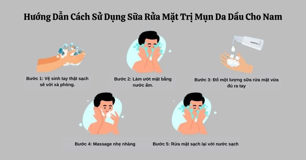 Hướng Dẫn Cách Sử Dụng Sữa Rửa Mặt Trị Mụn Da Dầu Cho Nam