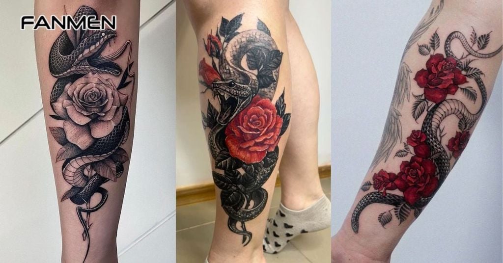 Hình xăm hoa hồng kết hợp yếu tố khác 3