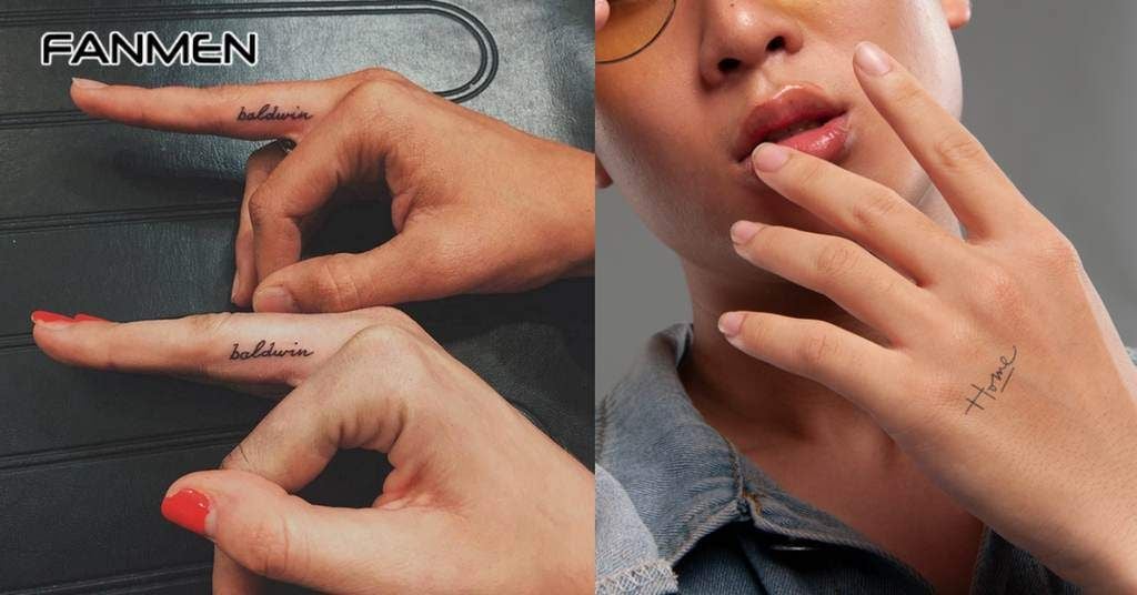 Hình xăm chữ ở mu bàn tay và ngón tay cho nam 8