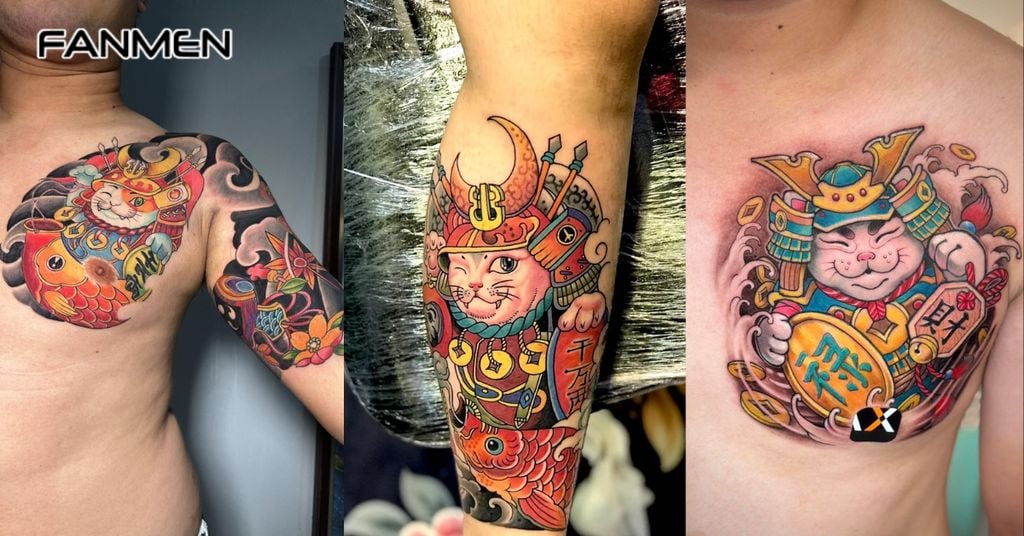 Hình Xăm Mèo Thần Tài Phong Cách Truyền Thống 4