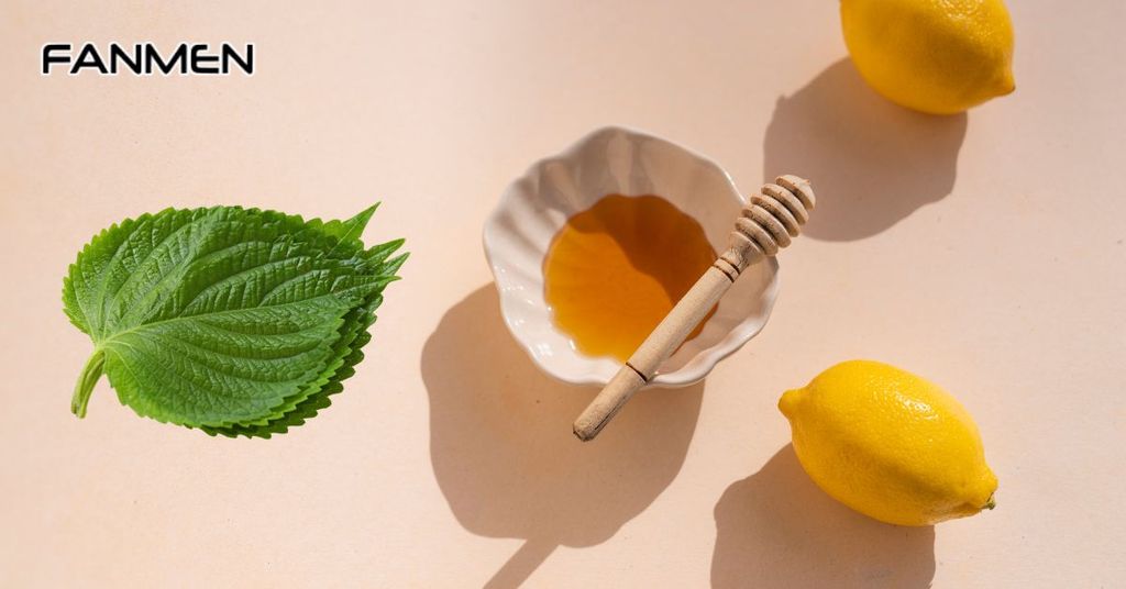 Lá tía tô, chanh tươi và mật ong